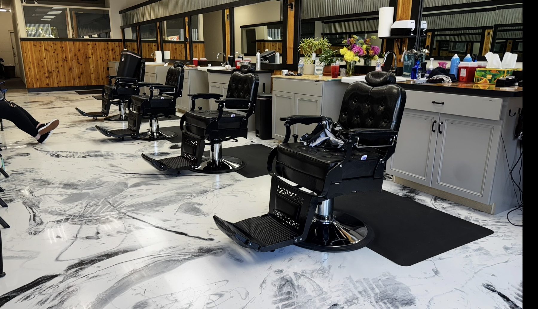 Silver and black metallic - barbershop install
