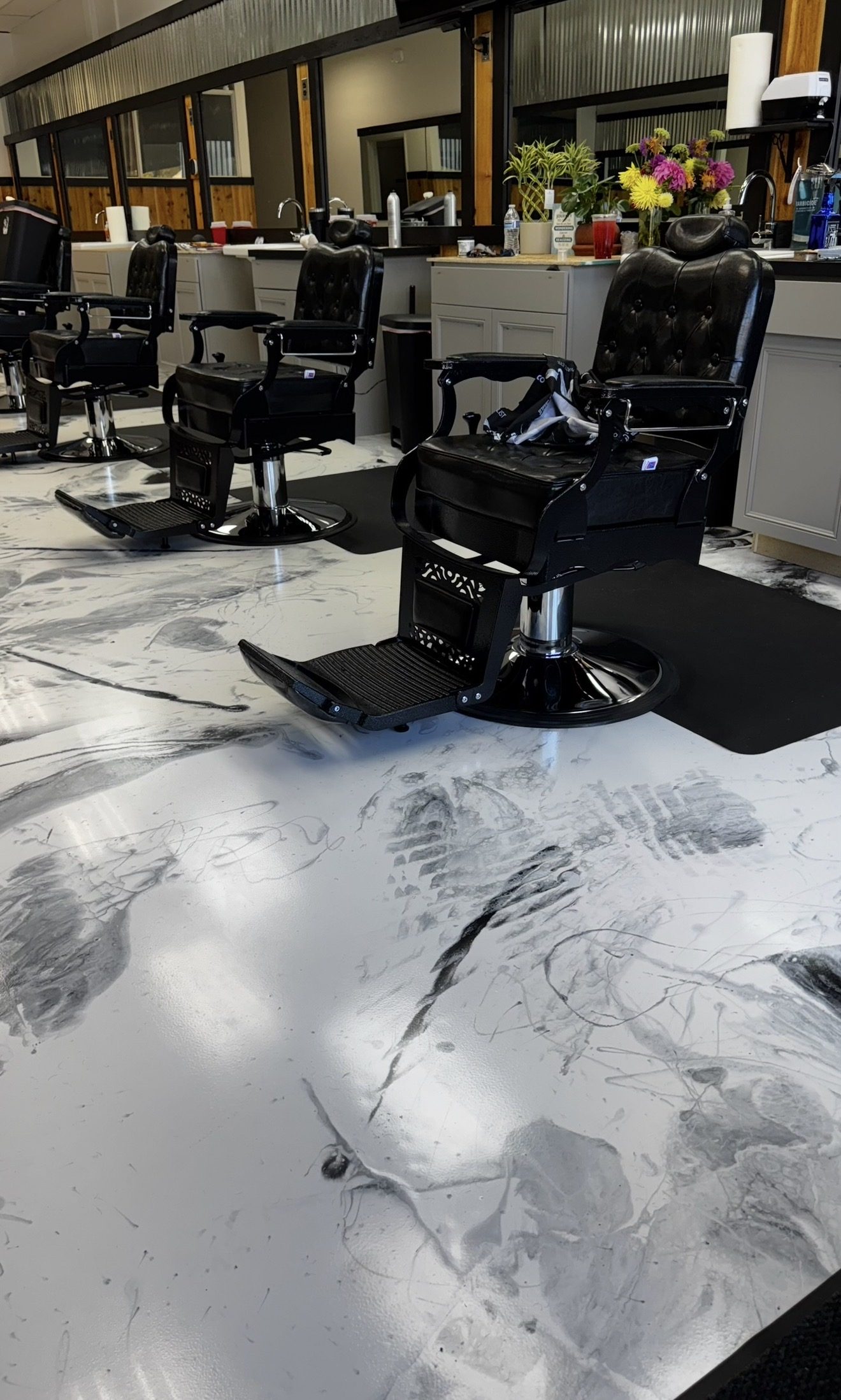 Our install - hand-worked metallic at the chairs